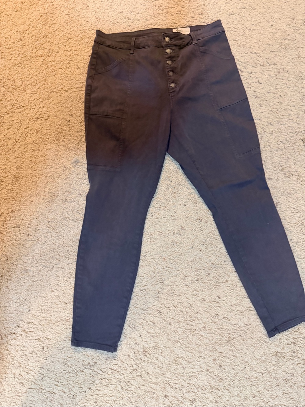 Stitch Fix:  Cosmic Blue Love Skinny Jeans with Button Fly.  Charcoal Gray.